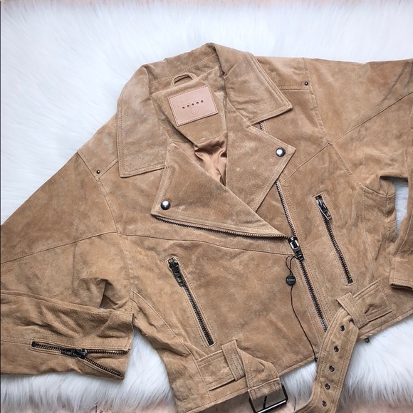 BLANK NYC SUEDE LEATHER MOTO DESERT SAND JACKET - Picture 2 of 8